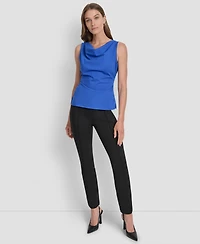 Dkny Women's Sleeveless Side-Slit Ruched Top