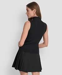 Dkny Women's Mock Neck Sleeveless Knit Top