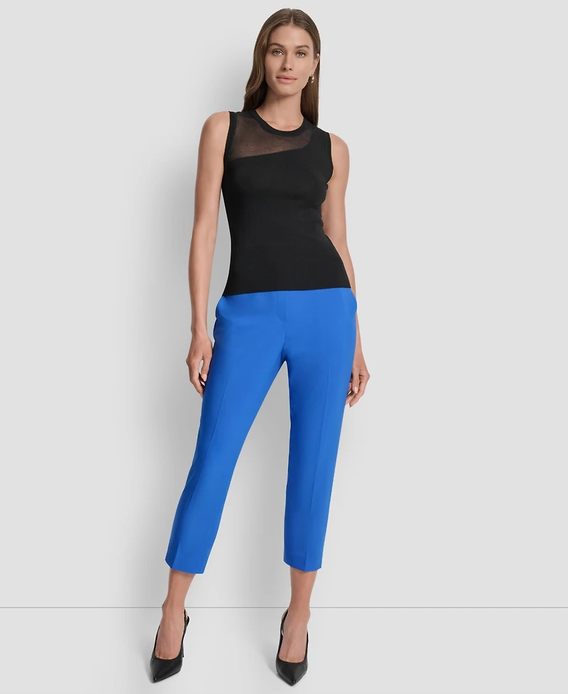 Dkny Women's Sleeveless Mesh-Trim Knit Sweater
