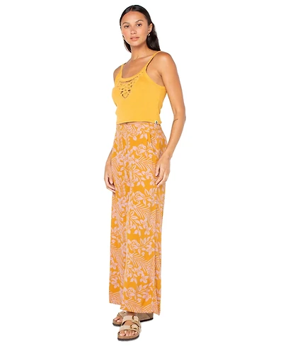 Roxy Juniors' Floral-Print Midnight Avenue Crinkled Pull-On Pants