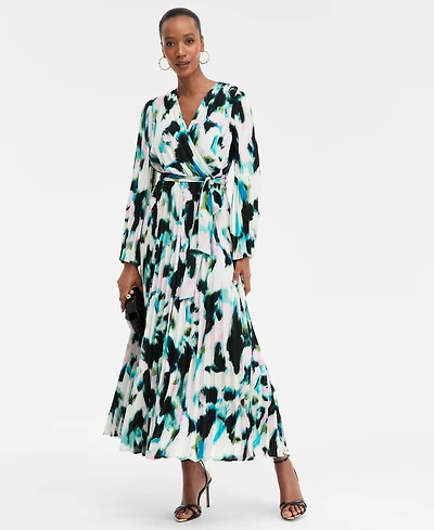 I.n.c. International Concepts Women's Printed Surplice-Neck Maxi Dress, Macy's Exclusive