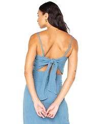 Roxy Juniors' Island Nomad Button-Front Back-Tie Cotton Cropped Top
