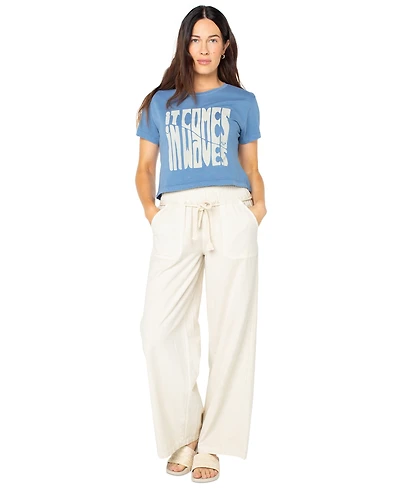 Roxy Juniors' Comes Waves Cropped Cotton T-Shirt