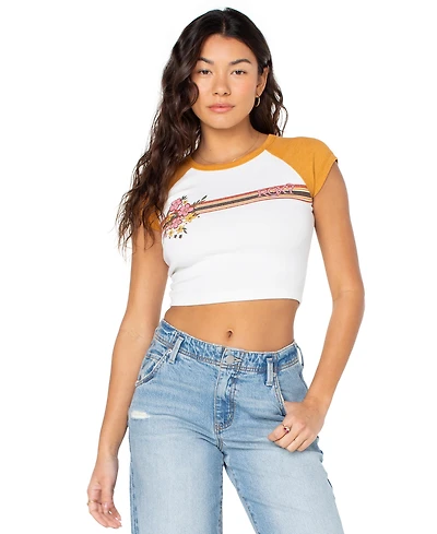 Roxy Juniors' Retro Heritage Striped Ribbed Cropped Top