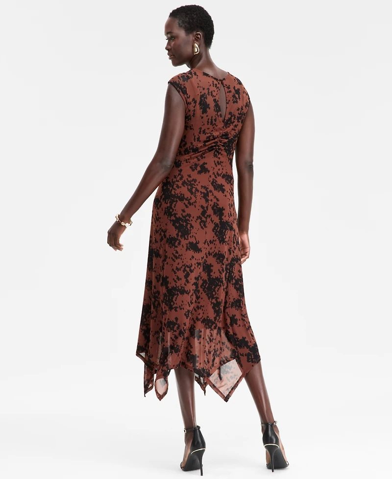 I.n.c. International Concepts Women's Printed V-Neck Ruched Dress, Macy's Exclusive
