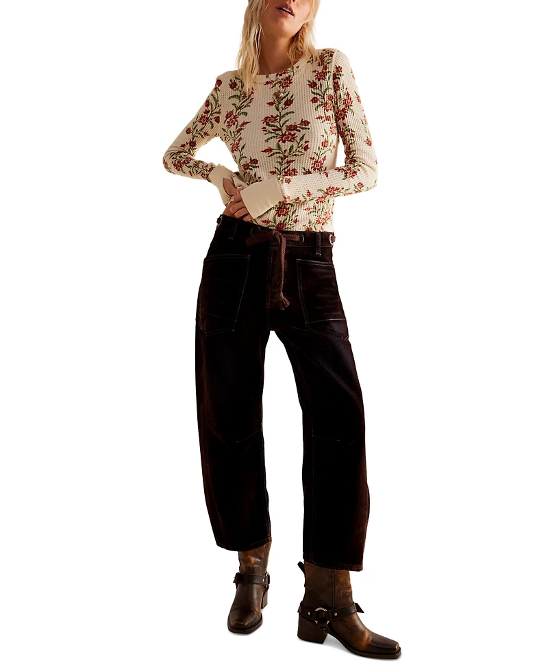 Free People Women's Pretty Little Printed Cotton Thermal Top