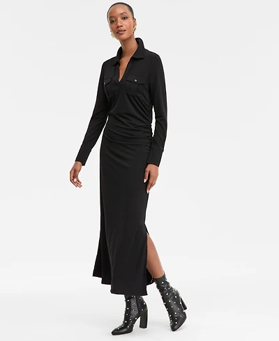 I.n.c. International Concepts Women's Long-Sleeve Pocket Maxi Dress, Macy's Exclusive