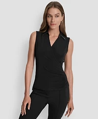 Dkny Women's Contrast-Collar Surplice Top