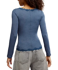 Free People Women's Big Love Lace-Trim Button-Front Cardigan