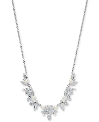 Eliot Danori Cubic Zirconia & Imitation Pearl Cluster Statement Necklace, 16" + 2" extender, Exclusively at Macy's