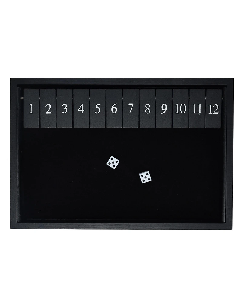 We Games 12 Number Shut the Box Board Game, Black Stained Wood, 13.5 in.