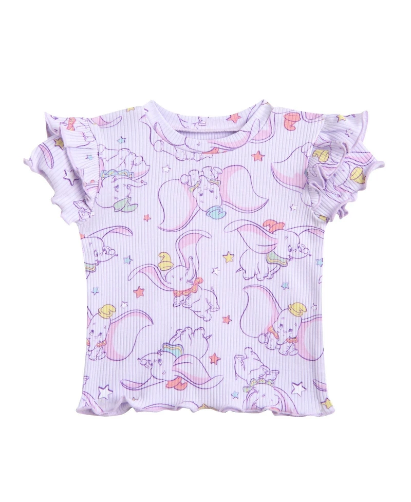 Bambi Baby Girls Disney Winnie the Pooh Minnie Mouse Lilo & Stitch Peplum T-Shirt and Bike Shorts Outfit Set Newborn to