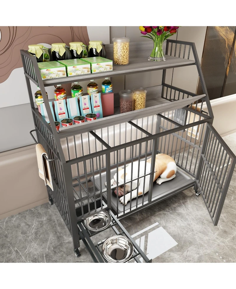 Streamdale Furniture Large Pet Cage with Storage - Black/Gray