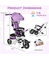 Gymax Toddler 5-in-1 Folding Trike 1-5 Years Old w/ Safety Harness Storage