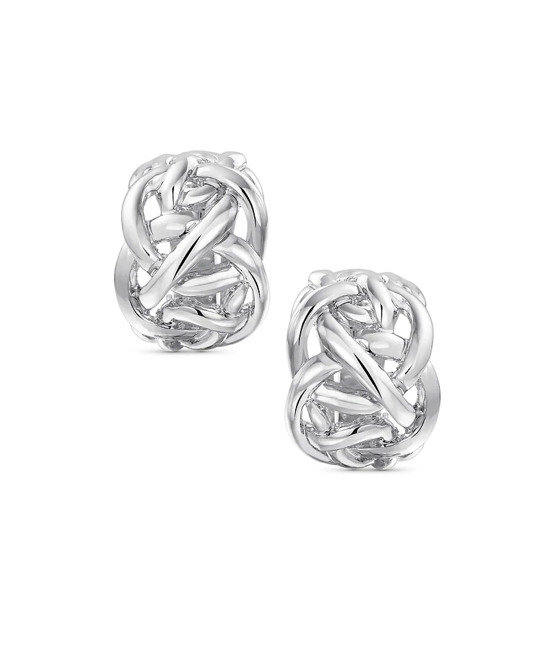 Bling Jewelry Set of 2 Celtic Love Knot Clip-On Earrings Silver Gold Plated Non-Pierced Ears