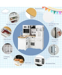 Mecale Wooden Kid's Corner Kitchen Playset with Stove for Toddlers