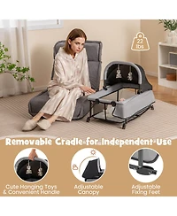 Costway 5 in 1 Portable Baby Playard Nursery Center w/ Cradle & Storage Basket
