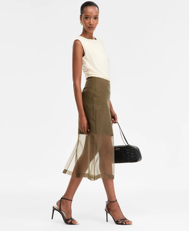I.n.c. International Concepts Women's Sheer-Hem Midi Skirt, Macy's Exclusive