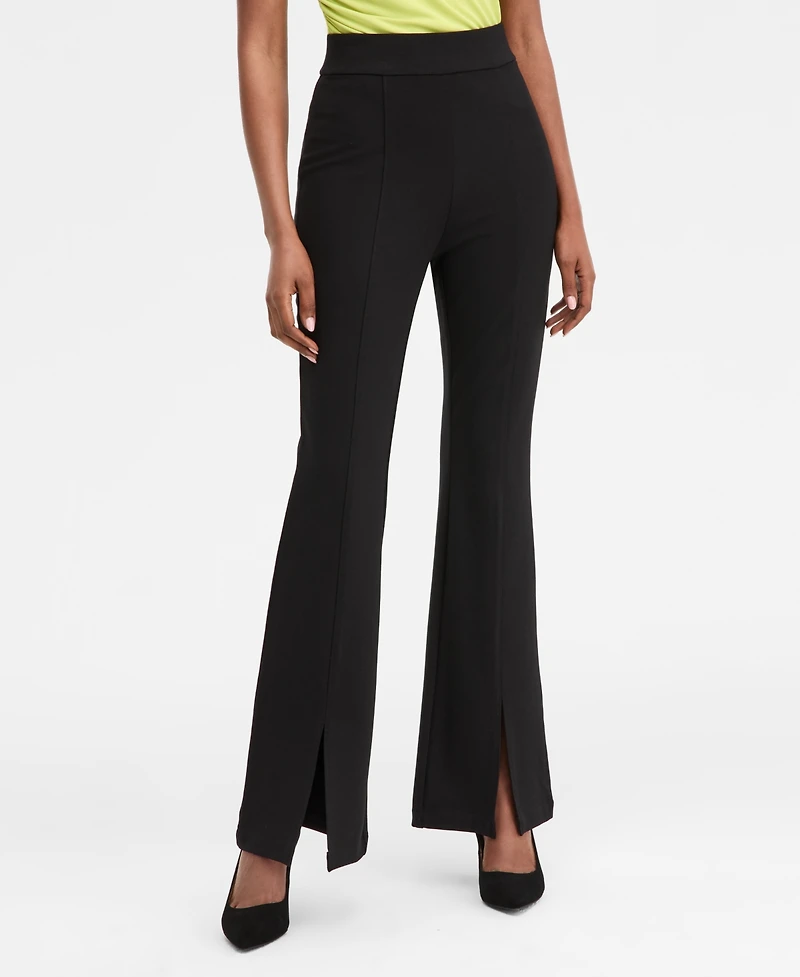 I.n.c. International Concepts Women's Ponte-Knit Slit-Hem Flare Pants, Macy's Exclusive