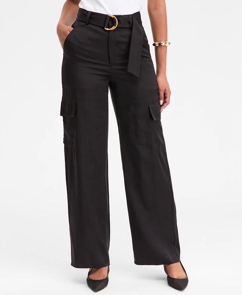 I.n.c. International Concepts Women's Belted High-Rise Cargo Pants, Macy's Exclusive