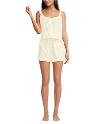 Lands' End Women's Poplin 2 Piece Pajama Set - Tank Top and Shorts