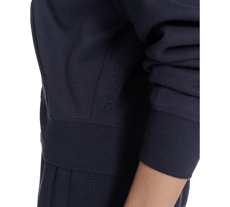 Calvin Klein Women's Fleece Crop Zip-Front Long-Sleeve Hoodie