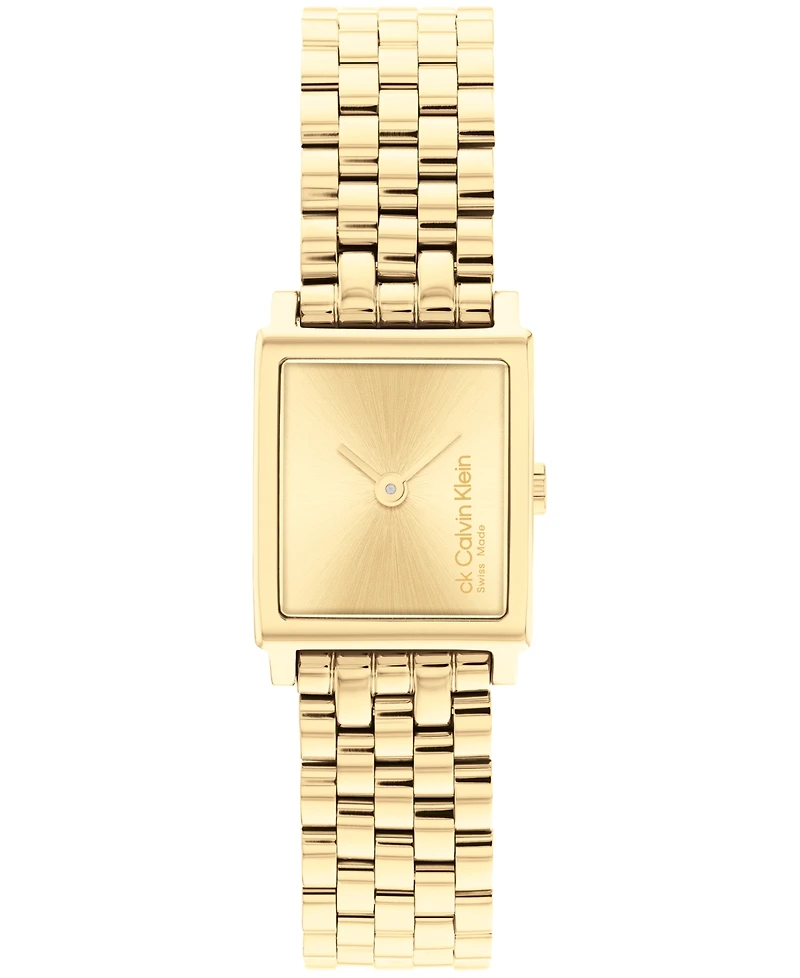 Calvin Klein Women's Elongated Gold Tone Stainless Steel Bracelet Watch, 18.5 x 20.5mm