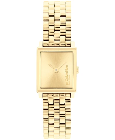 Calvin Klein Women's Elongated Gold Tone Stainless Steel Bracelet Watch, 18.5 x 20.5mm