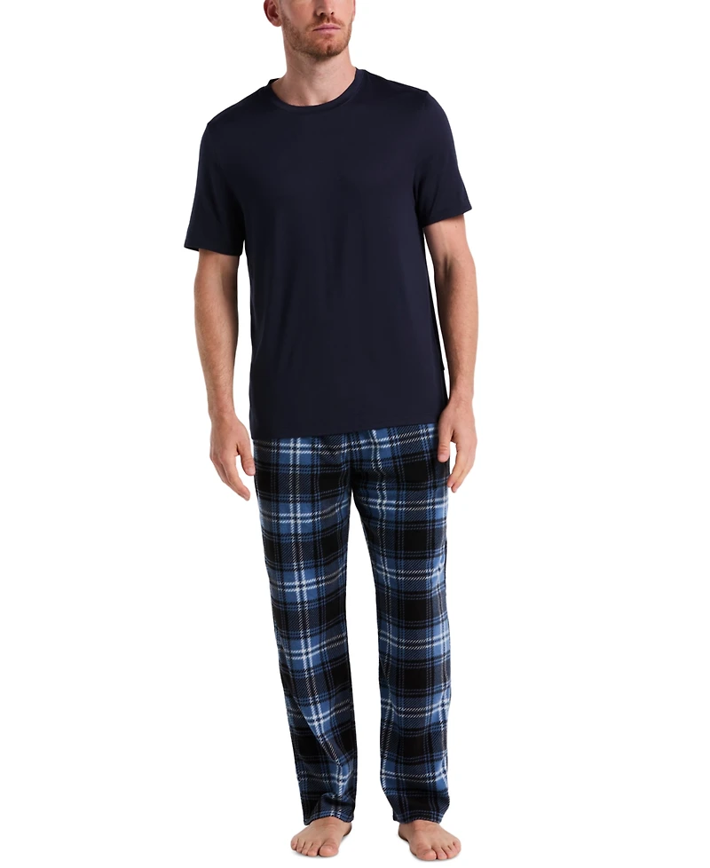 Perry Ellis Portfolio Men's Buffalo Plaid Fleece Pajama Pants
