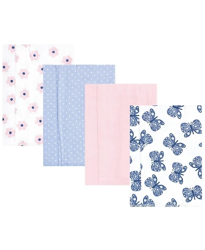 Hudson Baby Infant Girl Cotton Flannel Burp Cloths, Sweet Roses, One Size