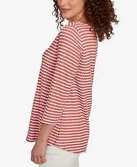 Ruby Rd. Petite Scalloped Texture Stripe Top