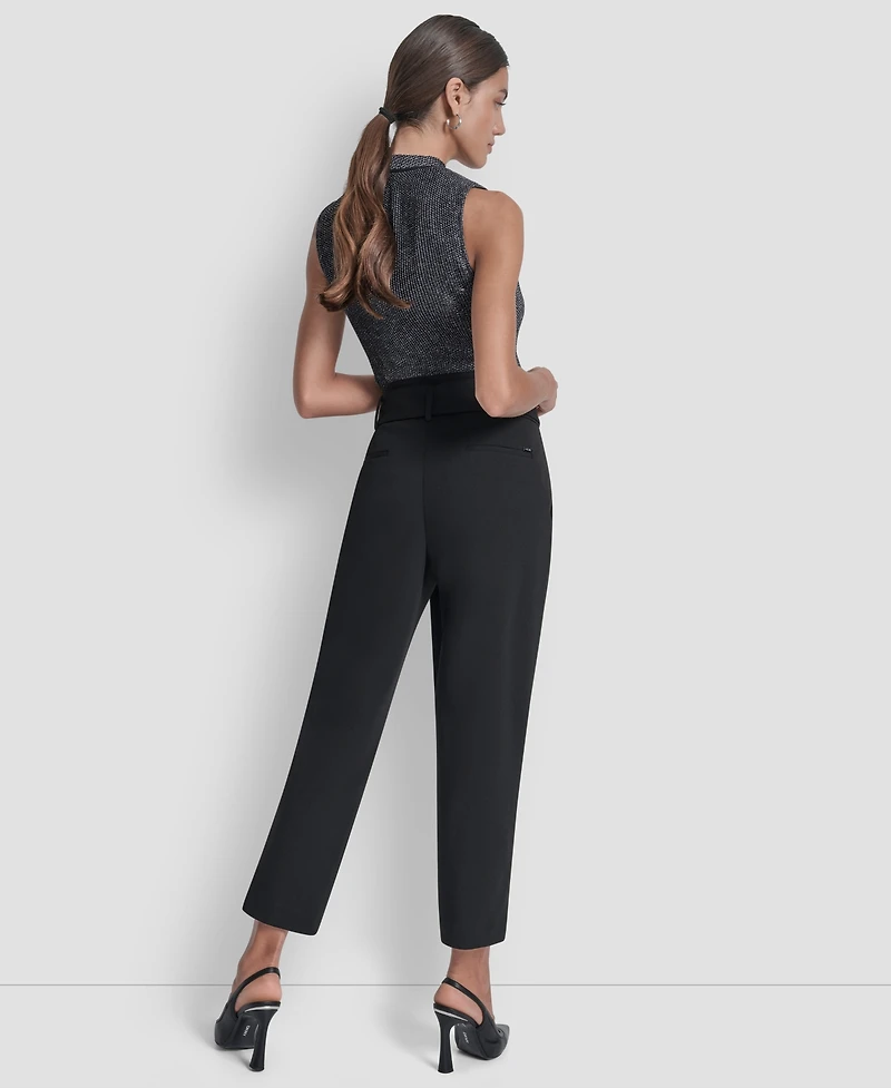 Dkny Women's Tie-Waist High-Rise Straight-Fit Pants