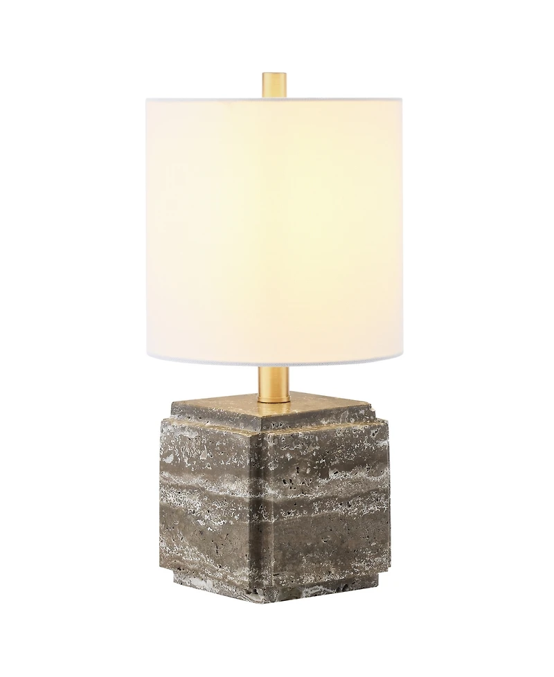Hudson & Canal Pacha 15.5" Metal Stone Table Lamp with Fabric Shade