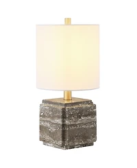 Hudson & Canal Pacha 15.5" Metal Stone Table Lamp with Fabric Shade