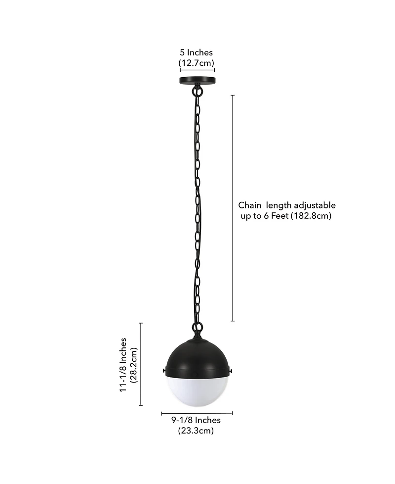 Hudson & Canal Aurora 11.13" Metal Pendant with Glass Shade