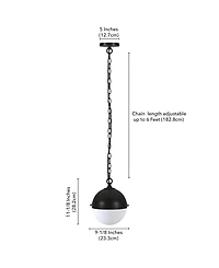 Hudson & Canal Aurora 11.13" Metal Pendant with Glass Shade