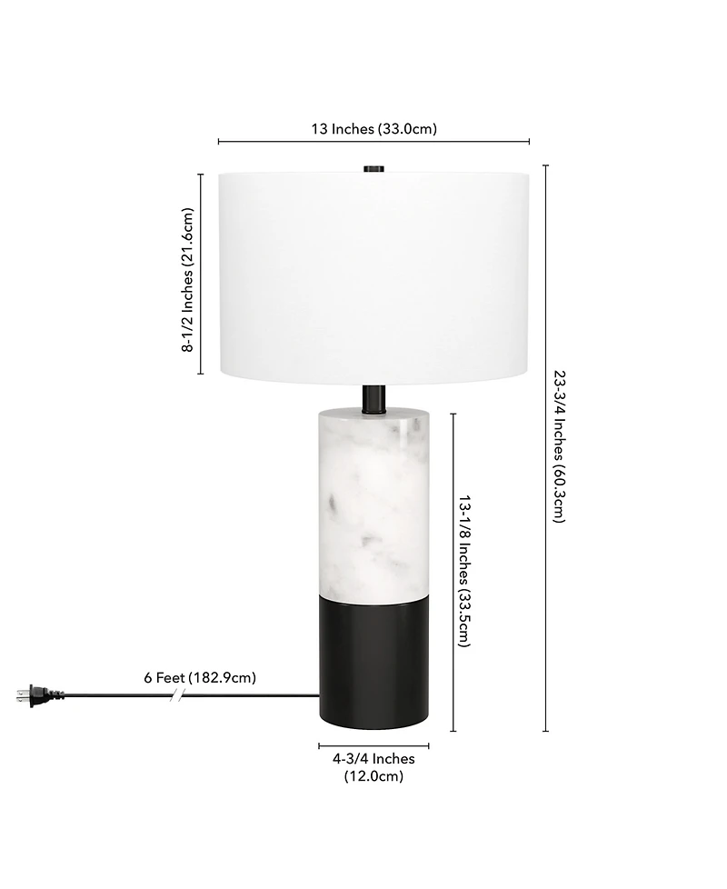 Hudson & Canal Liana 23.75" Metal Table Lamp with Fabric Shade