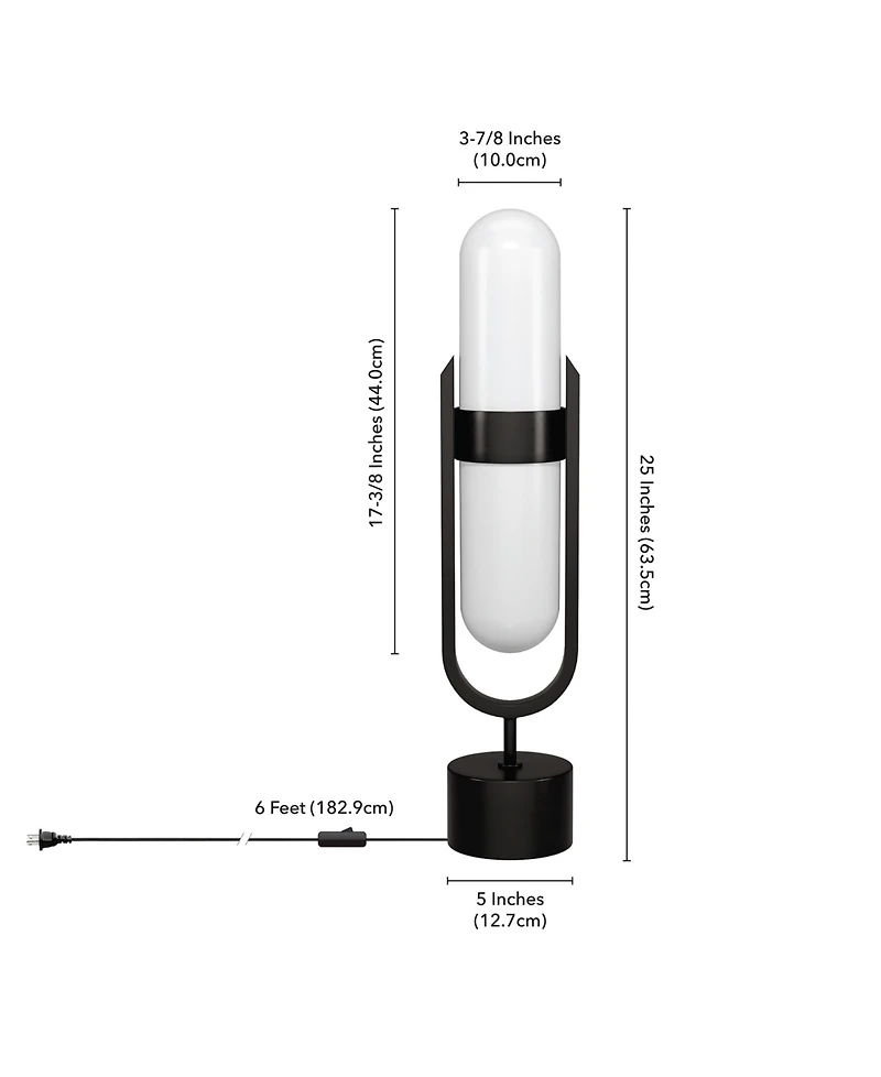 Hudson & Canal Blair 25" Metal Pill-Shaped Table Lamp with Milk Glass Shade