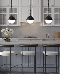 Hudson & Canal Aurora 11.13" Metal Pendant with Glass Shade