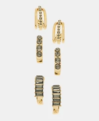 I.n.c. International Concepts Glass Stone Hoop Earrings, Set of 3, Macy's Exclusive
