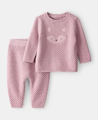 Carter's Baby Girls Cotton Long-Sleeve Top & Pants, 2 Piece Set