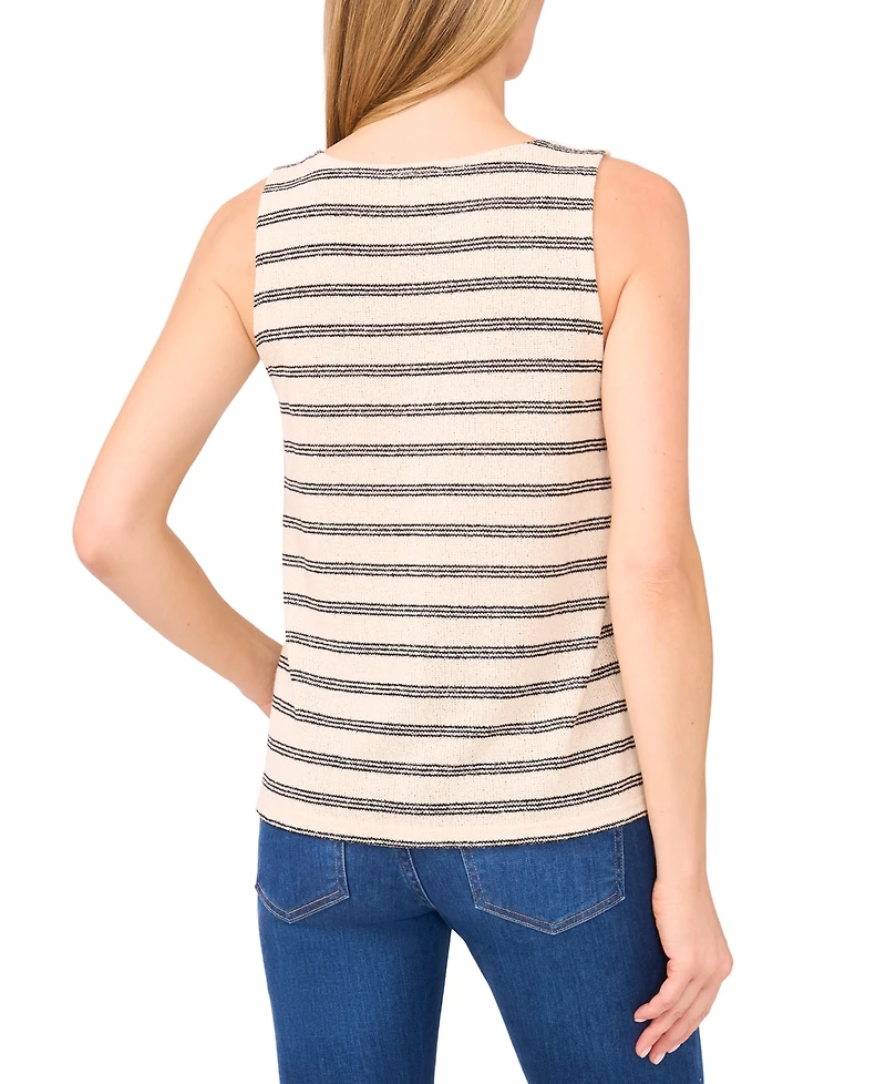 CeCe Women's Striped Knit Button Front Vest