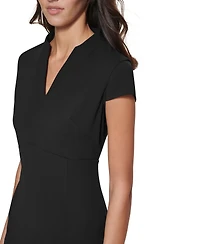 Calvin Klein Women's Scuba Crepe Split V-Neck Sheath Dress