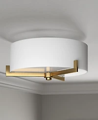 Hudson & Canal Hamlin 8.25" Metal 2-Light Semi Flush Mount with Fabric Shade
