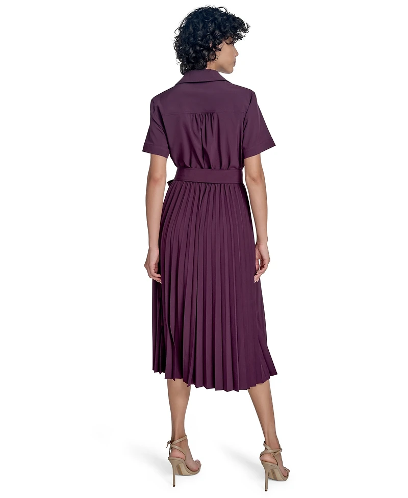 Calvin Klein Women's Short-Sleeve Pleated-Skirt Midi Dress