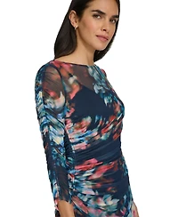Calvin Klein Women's Side Ruched Mesh Midi Dress