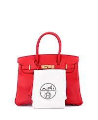 Pre-Owned Hermes Birkin 30 Handbag Red Jonathan with Gold Hardware