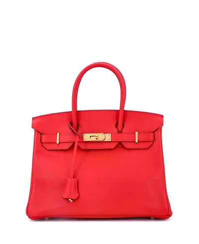 Pre-Owned Hermes Birkin 30 Handbag Red Jonathan with Gold Hardware