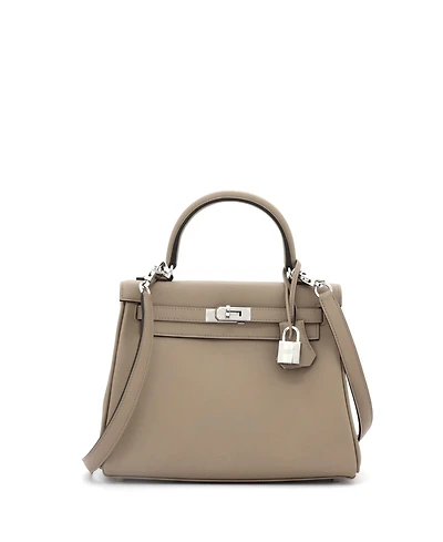 Pre-Owned Hermes Kelly 25 Handbag Verso Swift with Palladium Hardware