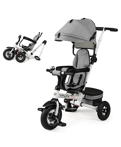 Costway Toddler 5-in-1 Folding Trike 1-5 Years Old with Safety Harness Storage